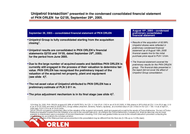 INVESTOR PRESENTATION – PKN Orlen SA – slide 3