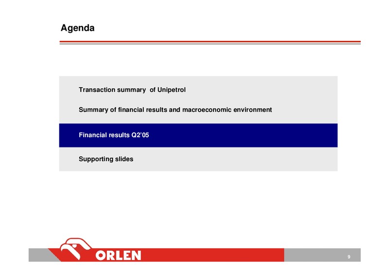 INVESTOR PRESENTATION – PKN Orlen SA – slide 9