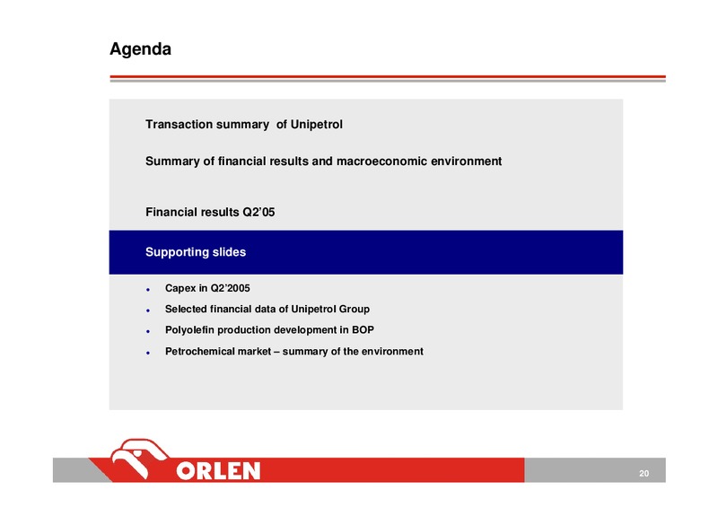 INVESTOR PRESENTATION – PKN Orlen SA – slide 19