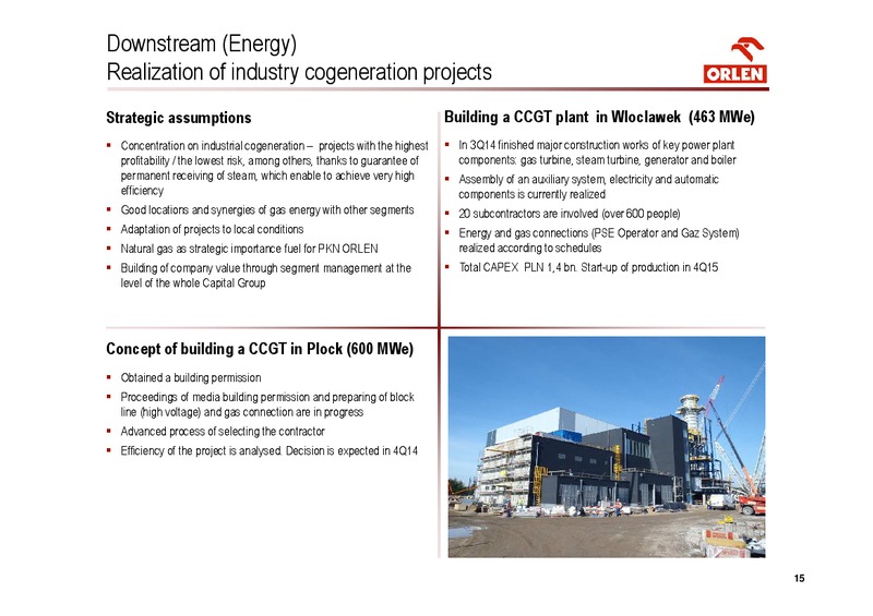 INVESTOR PRESENTATION – PKN Orlen SA – slide 15