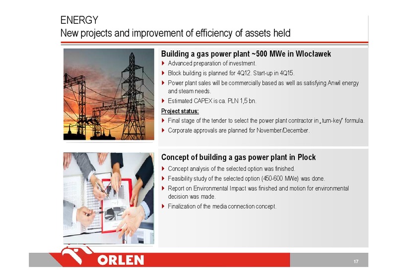3Q 2012 – PKN Orlen SA – slide 17