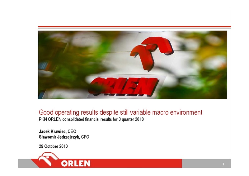 Q3 2010 – PKN Orlen SA – slide 1