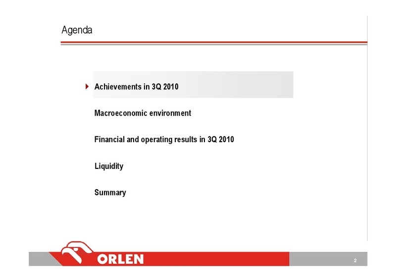 Q3 2010 – PKN Orlen SA – slide 2
