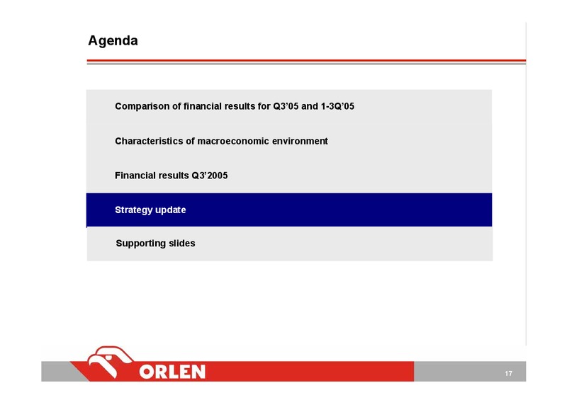 Q3 2005 – PKN Orlen SA – slide 17