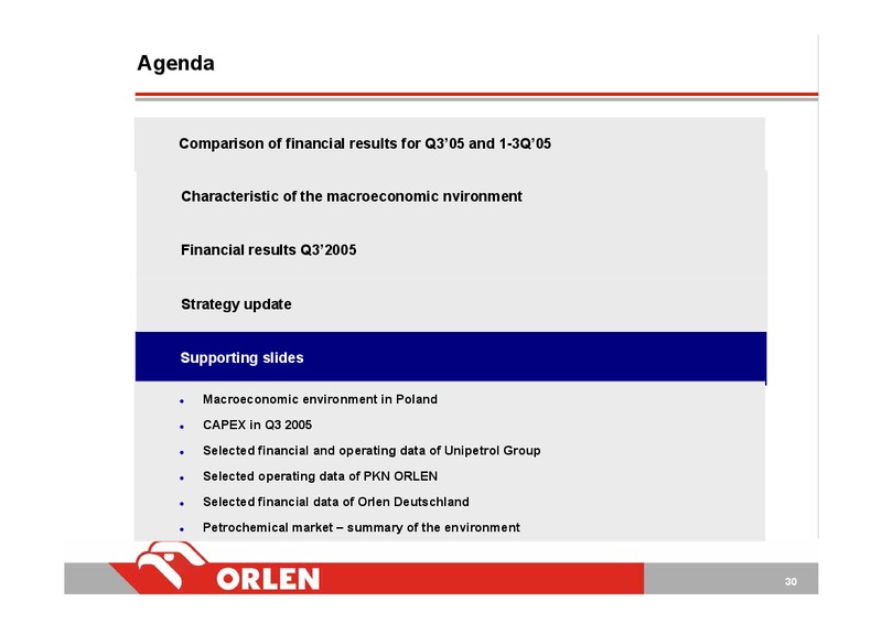 Q3 2005 – PKN Orlen SA – slide 30