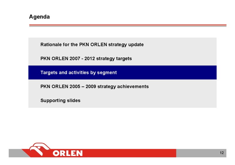 STRATEGY 2007 2012 – PKN Orlen SA – slide 12