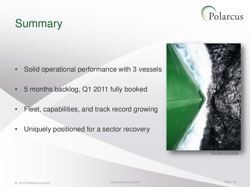 Q3 2010 REPORT – Polarcus – slide 17