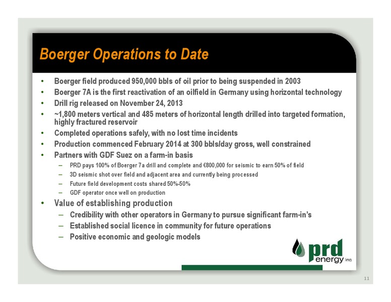 CORPORATE OVERVIEW – Prd Energy Inc. – slide 11