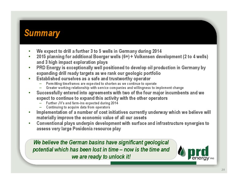 CORPORATE OVERVIEW – Prd Energy Inc. – slide 20