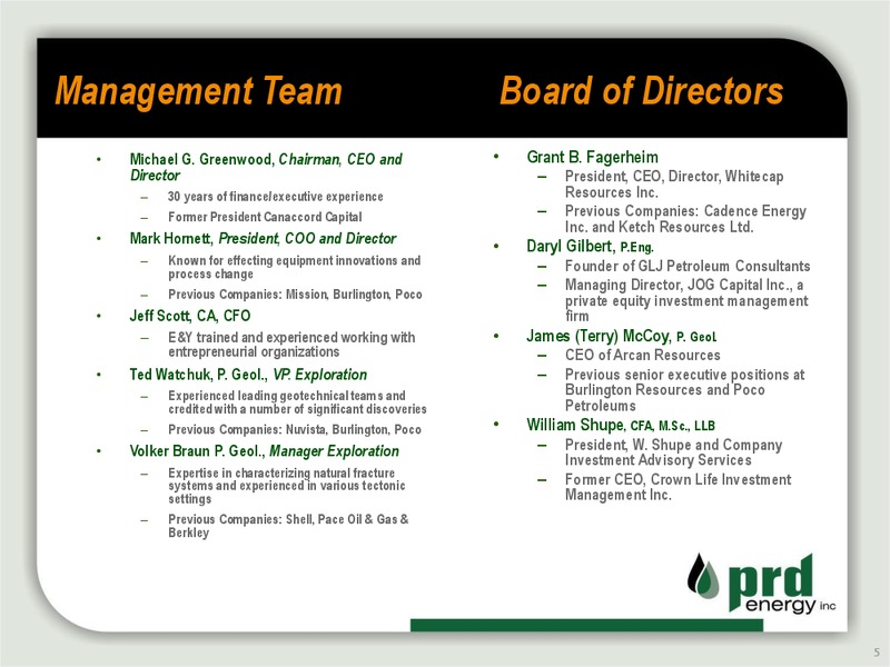 Corporate Overview – Prd Energy Inc. – slide 4
