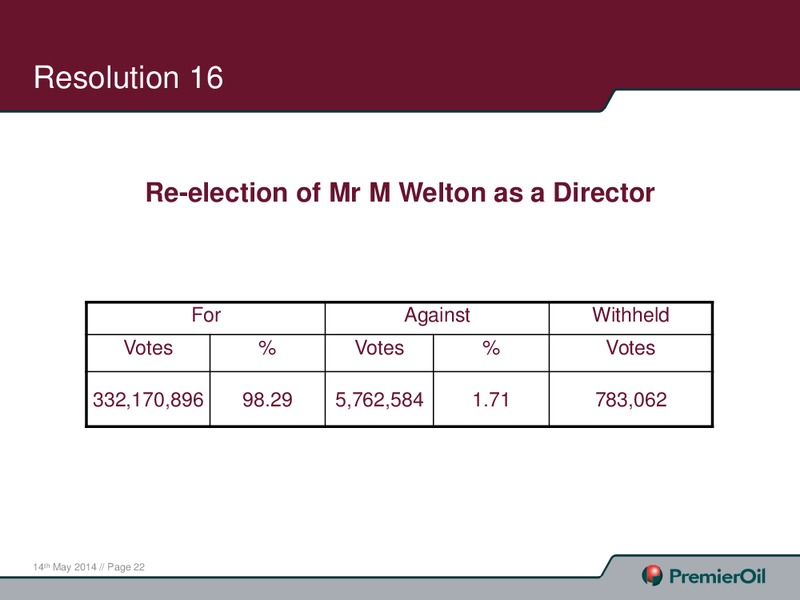 Annual General Meeting – Premier Oil – slide 23