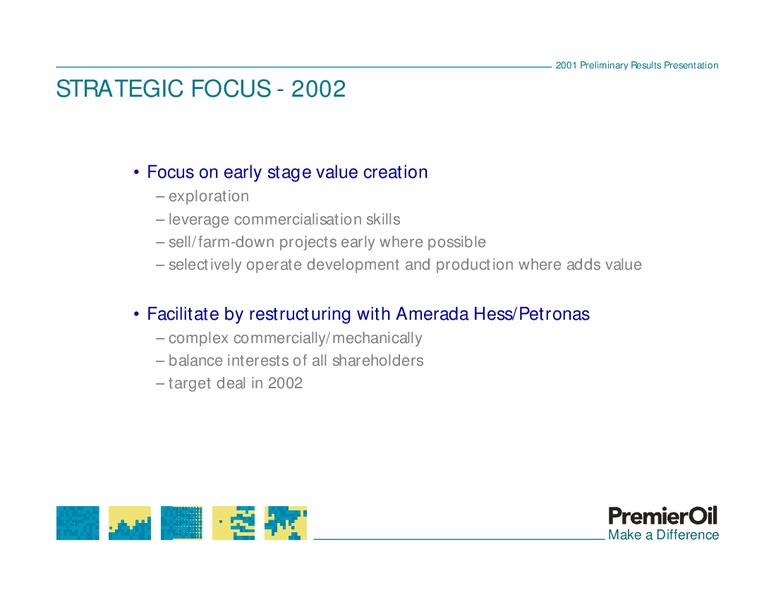 2001 PRELIMINARY RESULTS PRESENTATION – Premier Oil – slide 20