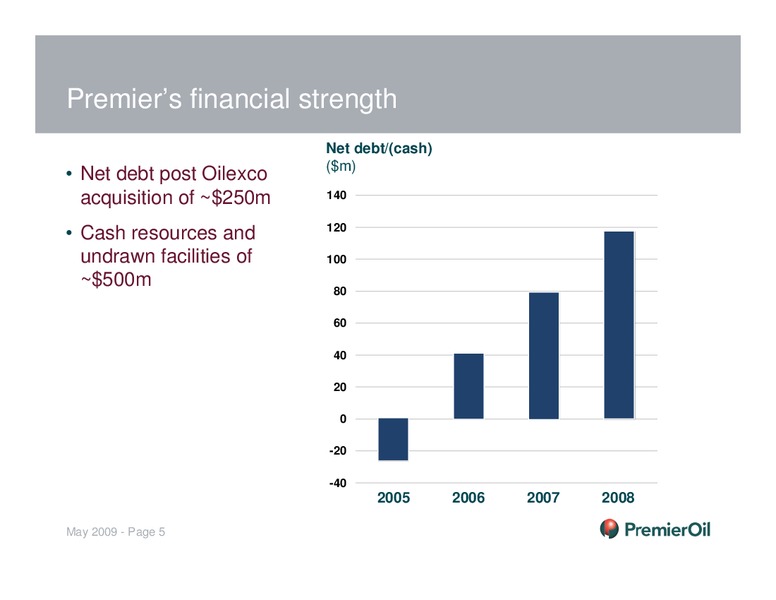 INVESTOR PRESENTATION – Premier Oil – slide 5