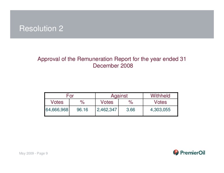 INVESTOR PRESENTATION – Premier Oil – slide 9