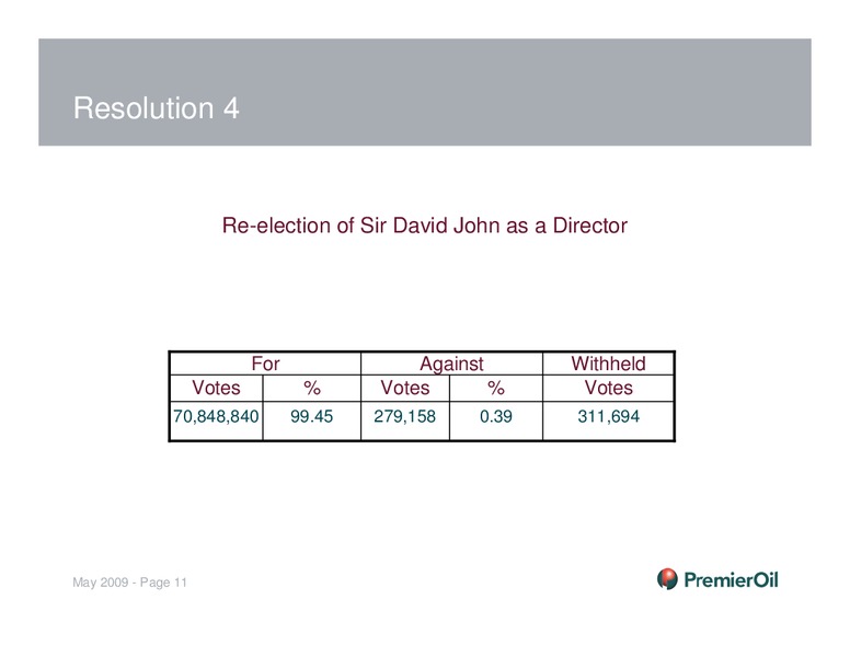 INVESTOR PRESENTATION – Premier Oil – slide 11