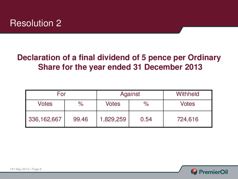 AGM – Premier Oil – slide 9