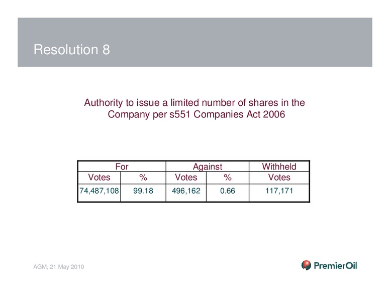 AGM – Premier Oil – slide 16