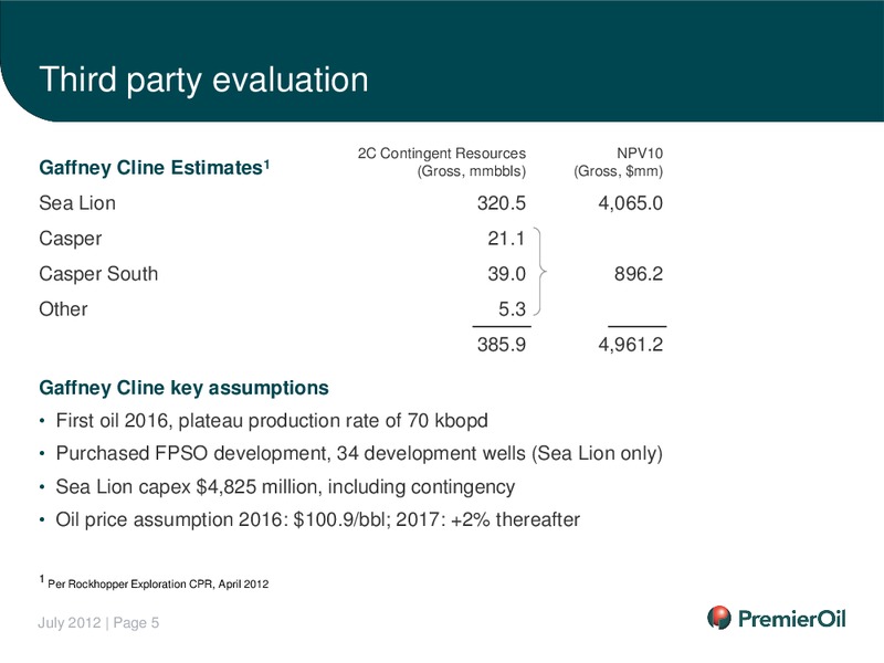 INVESTOR PRESENTATION – Premier Oil – slide 6