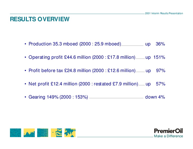 2001 INTERIM RESULTS PRESENTATION – Premier Oil – slide 3