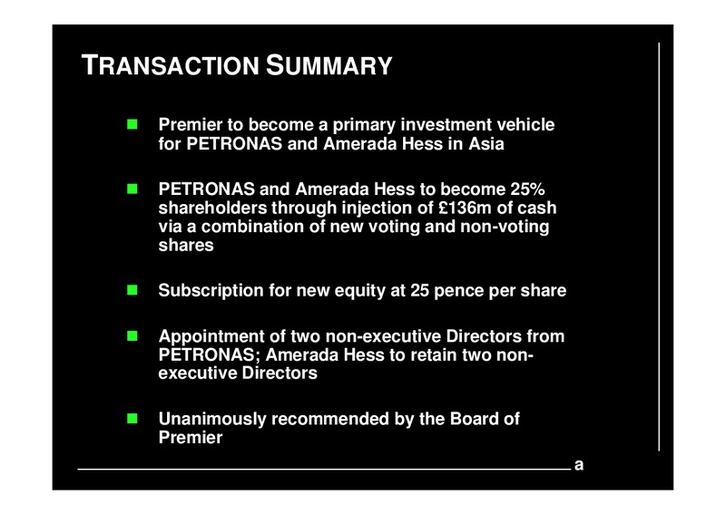 INVESTOR PRESENTATION – Premier Oil – slide 3