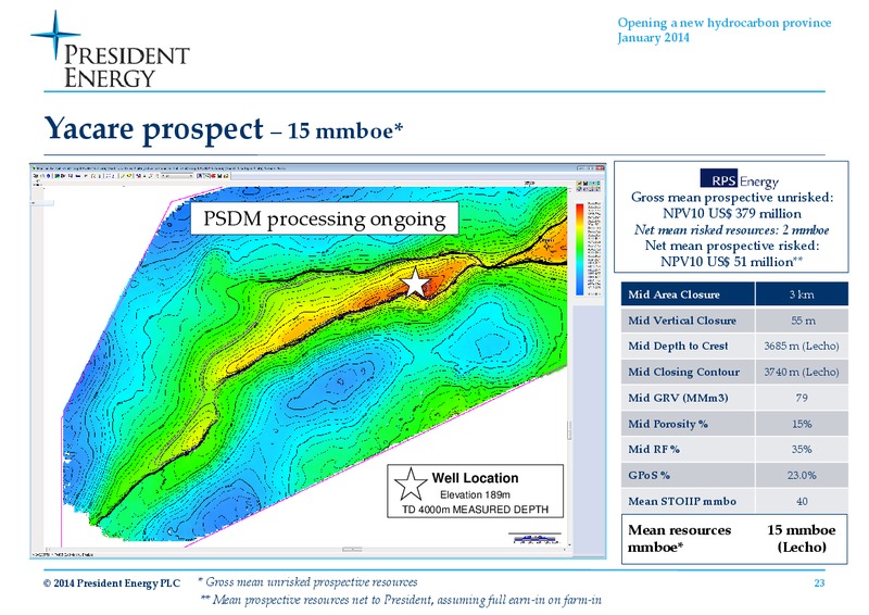 2014 Paraguayan Chaco drilling campaign – President Energy Plc – slide 22