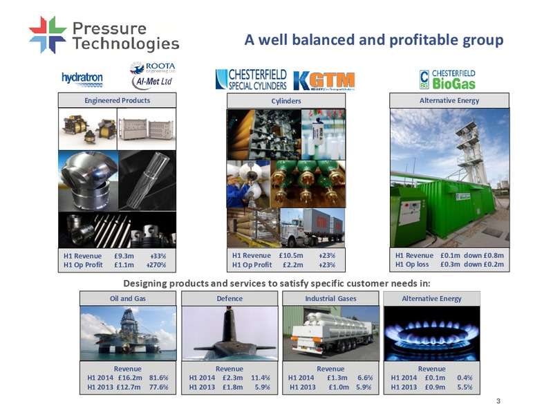 MARCH 2014 HALF YEAR RESULTS – PRESSURE TECHNOLOGIES – slide 3