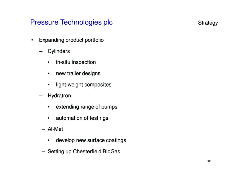 DECEMBER 2011 INVESTOR PRESENTATION – PRESSURE TECHNOLOGIES – slide 17