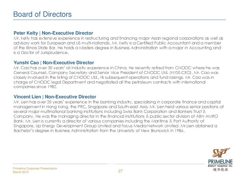 CORPORATE PRESENTATION – Primal Energy Corporation – slide 27