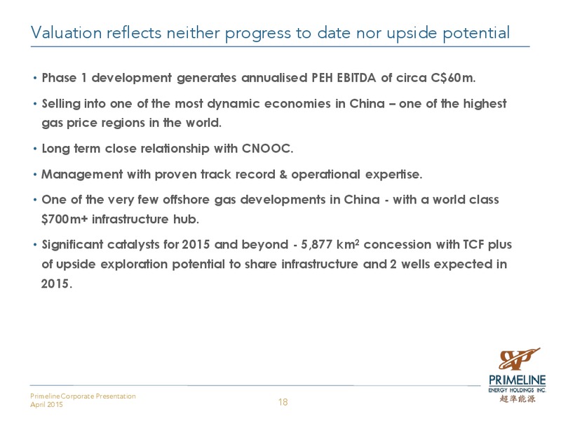 CORPORATE PRESENTATION – Primeline Energy Holdings – slide 18