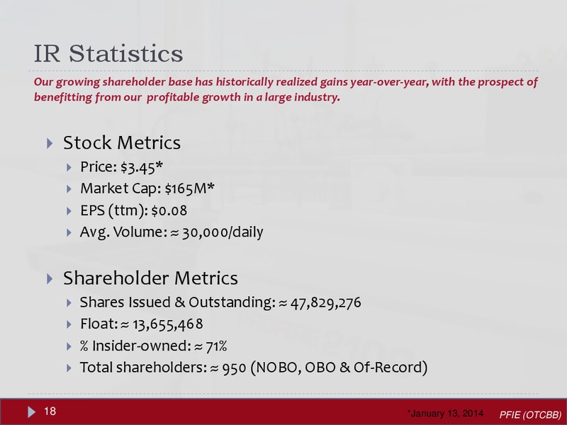 JANUARY 2014 INVESTOR PRESENTATION – Profire Energy Inc – slide 17