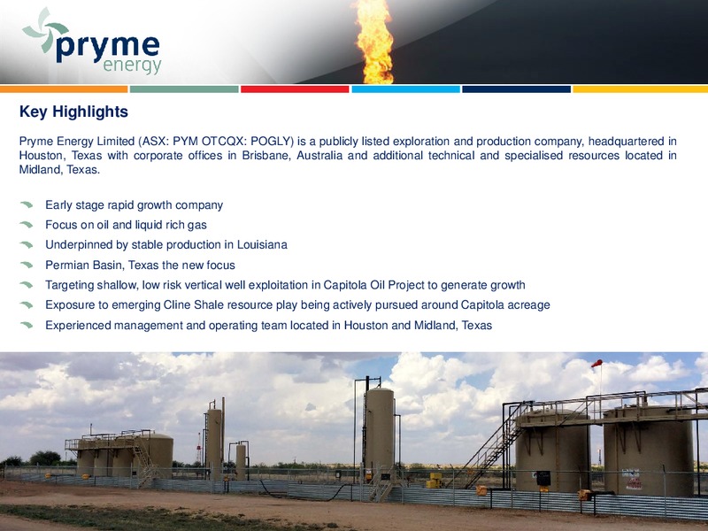 INVESTOR PRESENTATION – Pryme Energy Limited – slide 2
