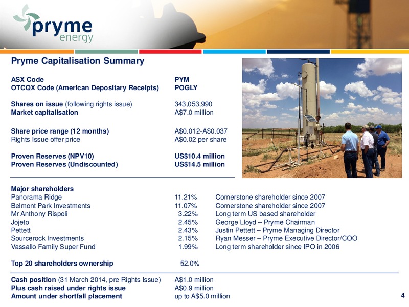 INVESTOR PRESENTATION – Pryme Energy Limited – slide 3