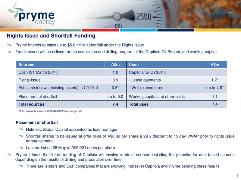 INVESTOR PRESENTATION – Pryme Energy Limited – slide 7