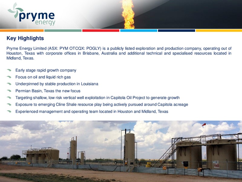 INVESTOR PRESENTATION – Pryme Energy Limited – slide 2