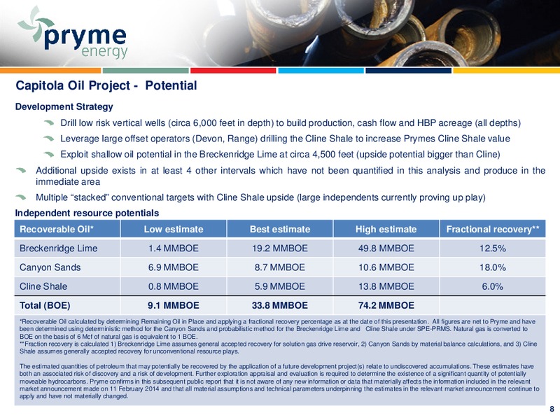 INVESTOR PRESENTATION – Pryme Energy Limited – slide 7