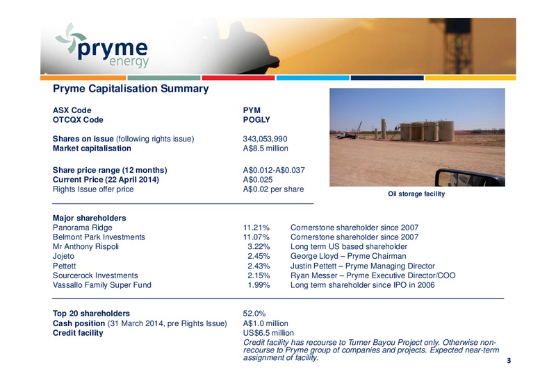 AGM OF SHAREHOLDERS – Pryme Energy Limited – slide 2