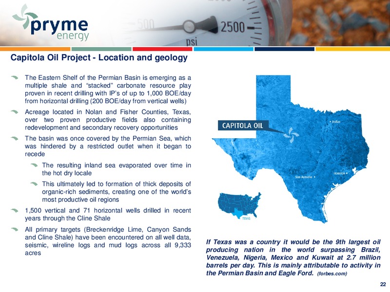 Investor Presentation – Pryme Energy Limited – slide 21