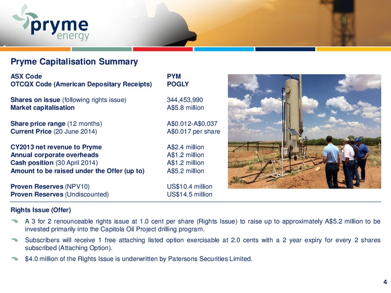 INVESTOR PRESENTATION – Pryme Energy Limited – slide 3