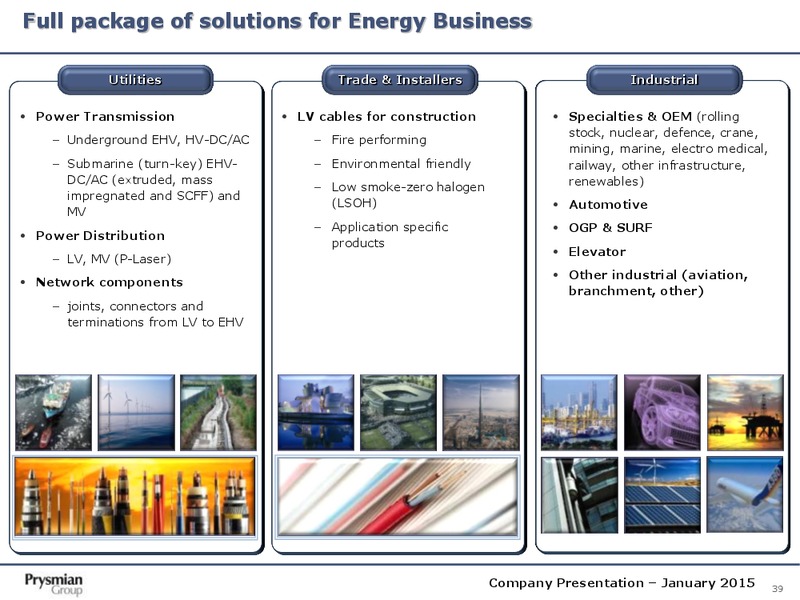 Company Presentation – Prysmian Group – slide 39