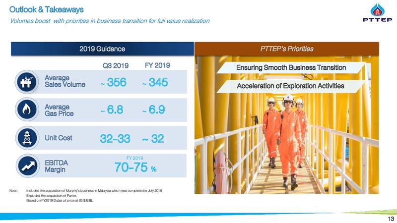 2Q 2019 Financial Results and Strategy Update – PTTEP – slide 13