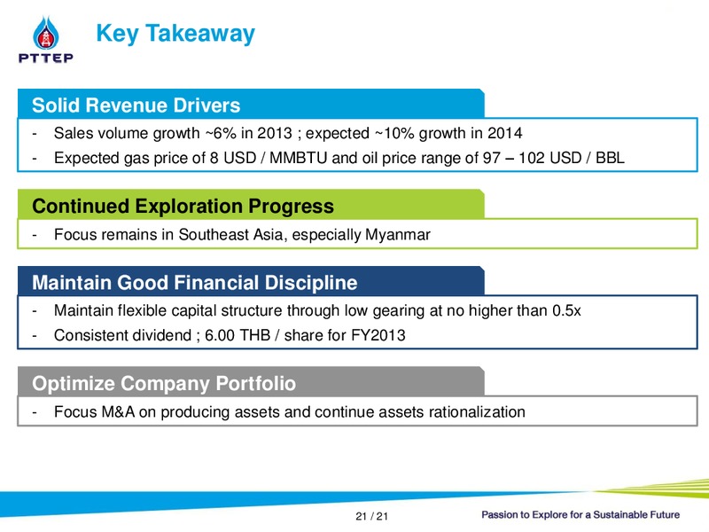 OPPORTUNITY DAY: YEAR END 2013 – PTTEP – slide 21
