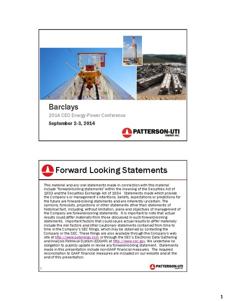 BARCLAYS 2014 CEO ENERGY POWER CONFERENCE – PTTEP – slide 1