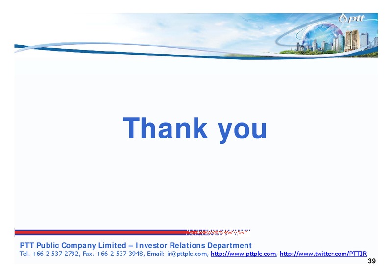 JANUARY 2011 INVESTOR UPDATE – PTT Public Company Limited – slide 38