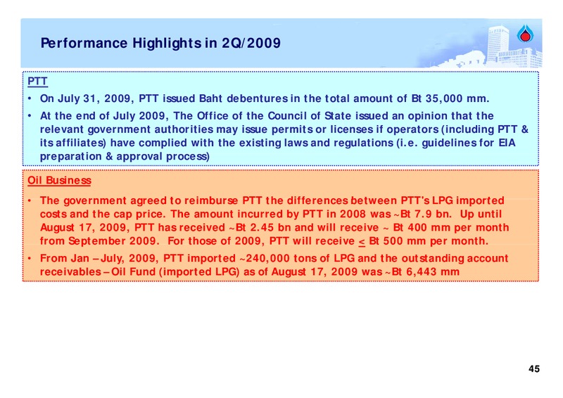 INVESTOR UPDATE – PTT Public Company Limited – slide 44