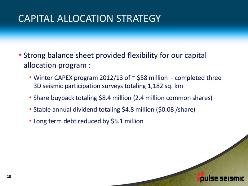 MARCH 2014 CORPORATE PRESENTATION – Pulse Seismic Inc. – slide 17
