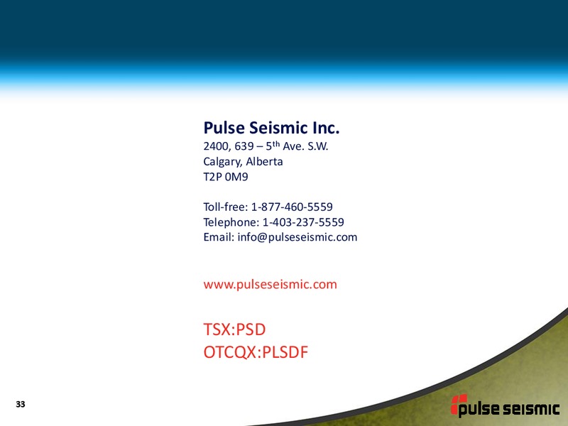 MARCH 2014 CORPORATE PRESENTATION – Pulse Seismic Inc. – slide 31