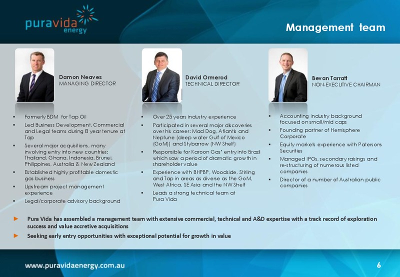 Investor Presentation – Pura Vida Energy Nl – slide 6
