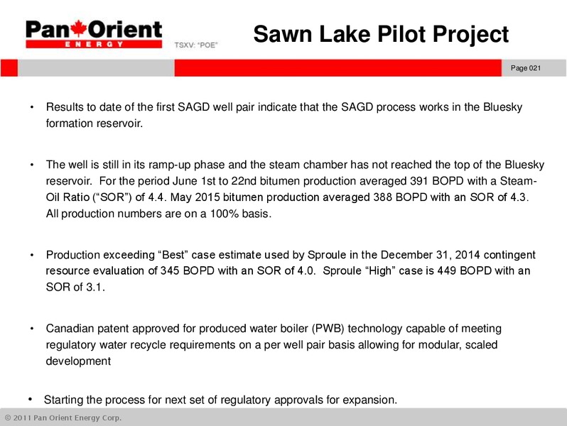 JUNE 2015 INVESTOR PRESENTATION – Pan Orient Energy – slide 20