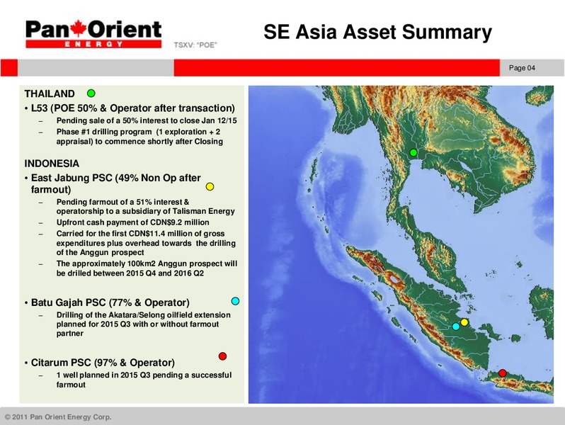DECEMBER 2014 INVESTOR PRESENTATION – Pan Orient Energy – slide 3