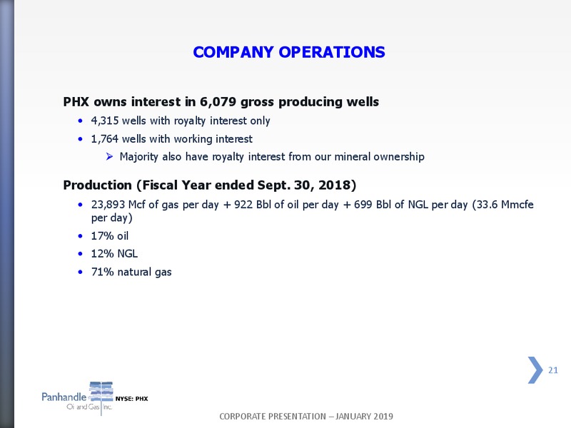 January 2019 Corporate Presentation – Panhandle Oil and Gas Inc. – slide 20